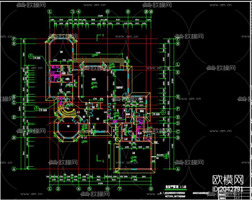 轻钢别墅cad施工图下载（渲染图1）