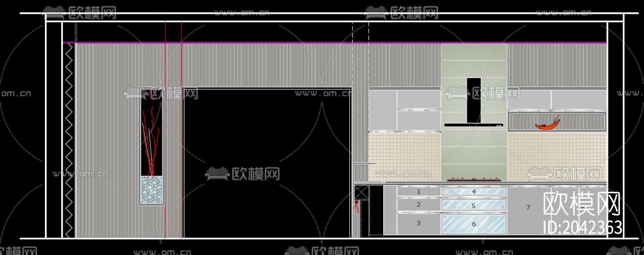 厨房cad施工图下载（渲染图9）