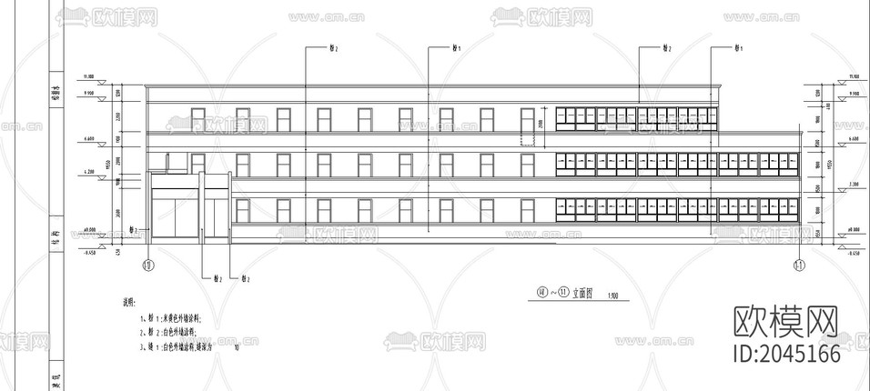 教学楼建筑cad施工图下载(渲染图2)