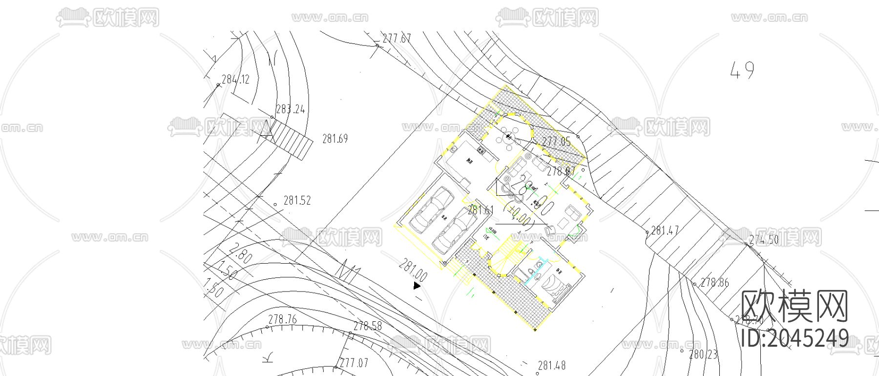 坡地独栋别墅cad施工图下载（渲染图5）