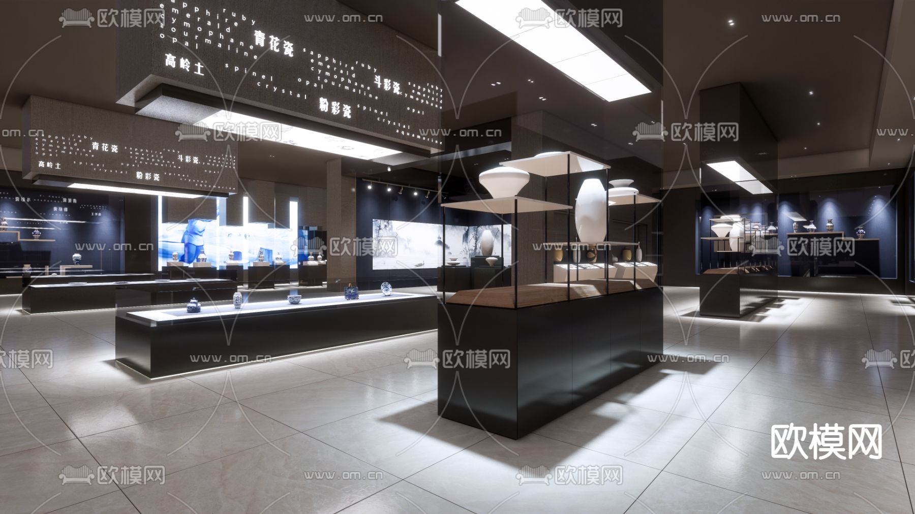 现代陶瓷文化展厅su模型下载（渲染图4）