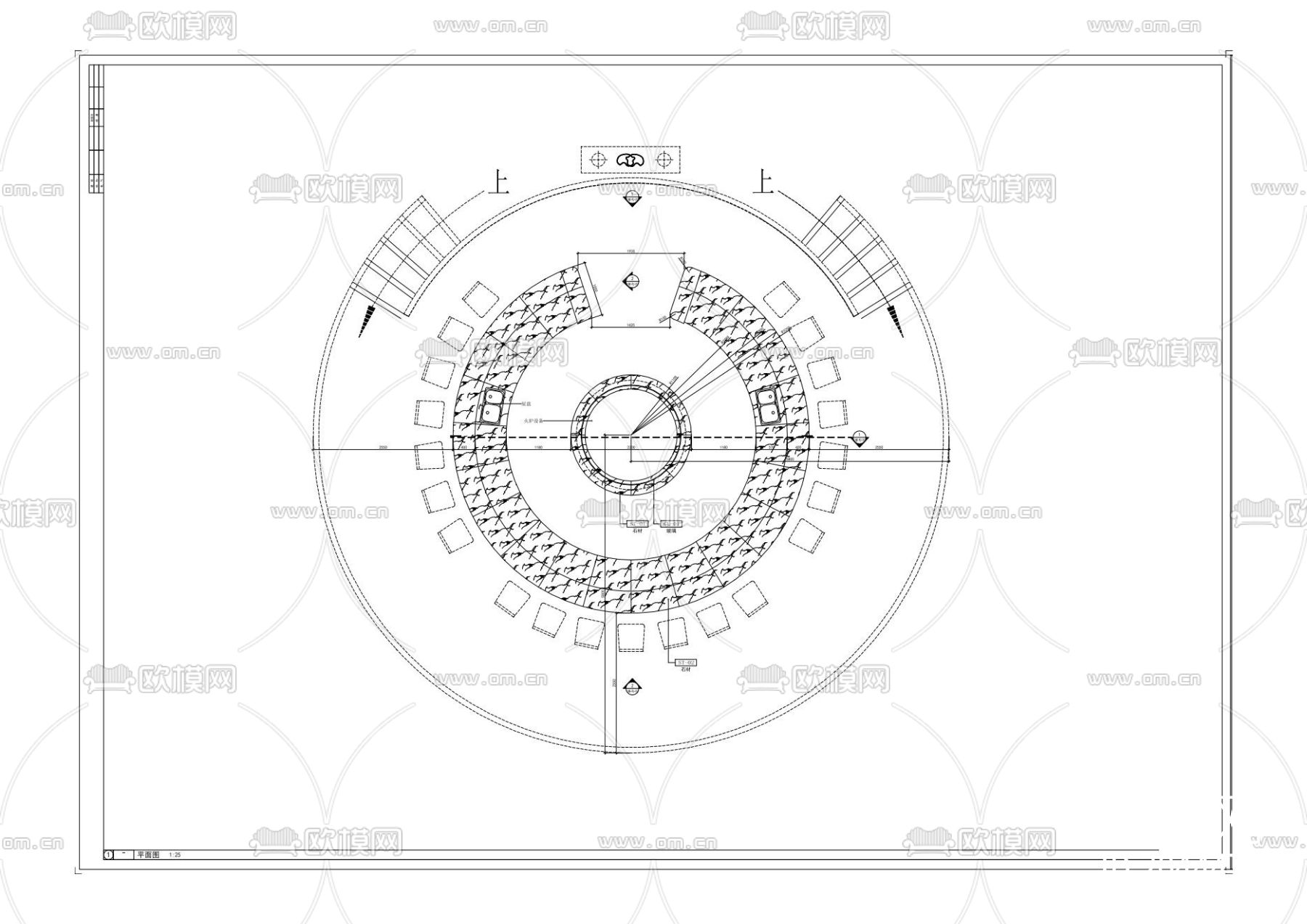 圆形水吧台节点大样下载（渲染图1）