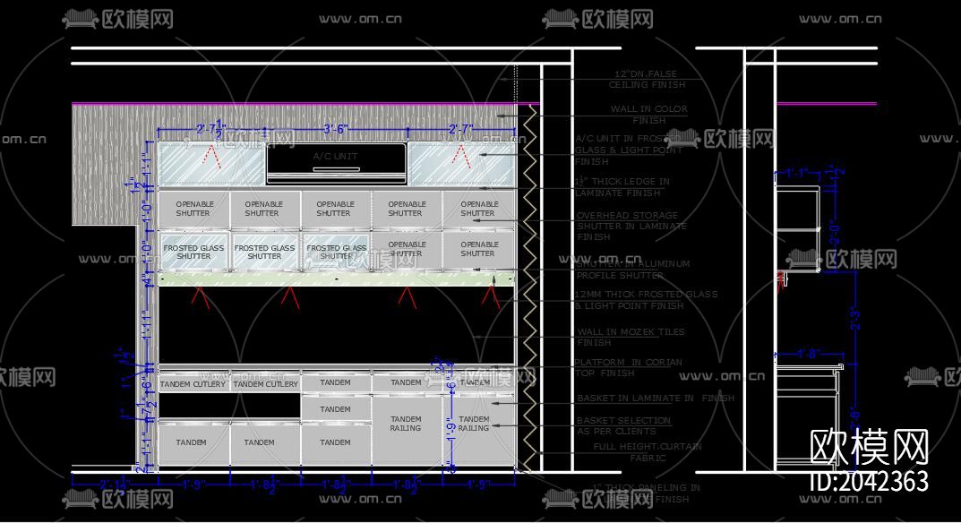 厨房cad施工图下载（渲染图1）
