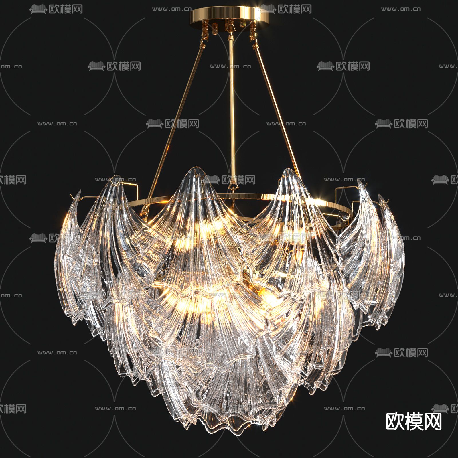 现代玻璃贝壳装饰吊灯3d模型