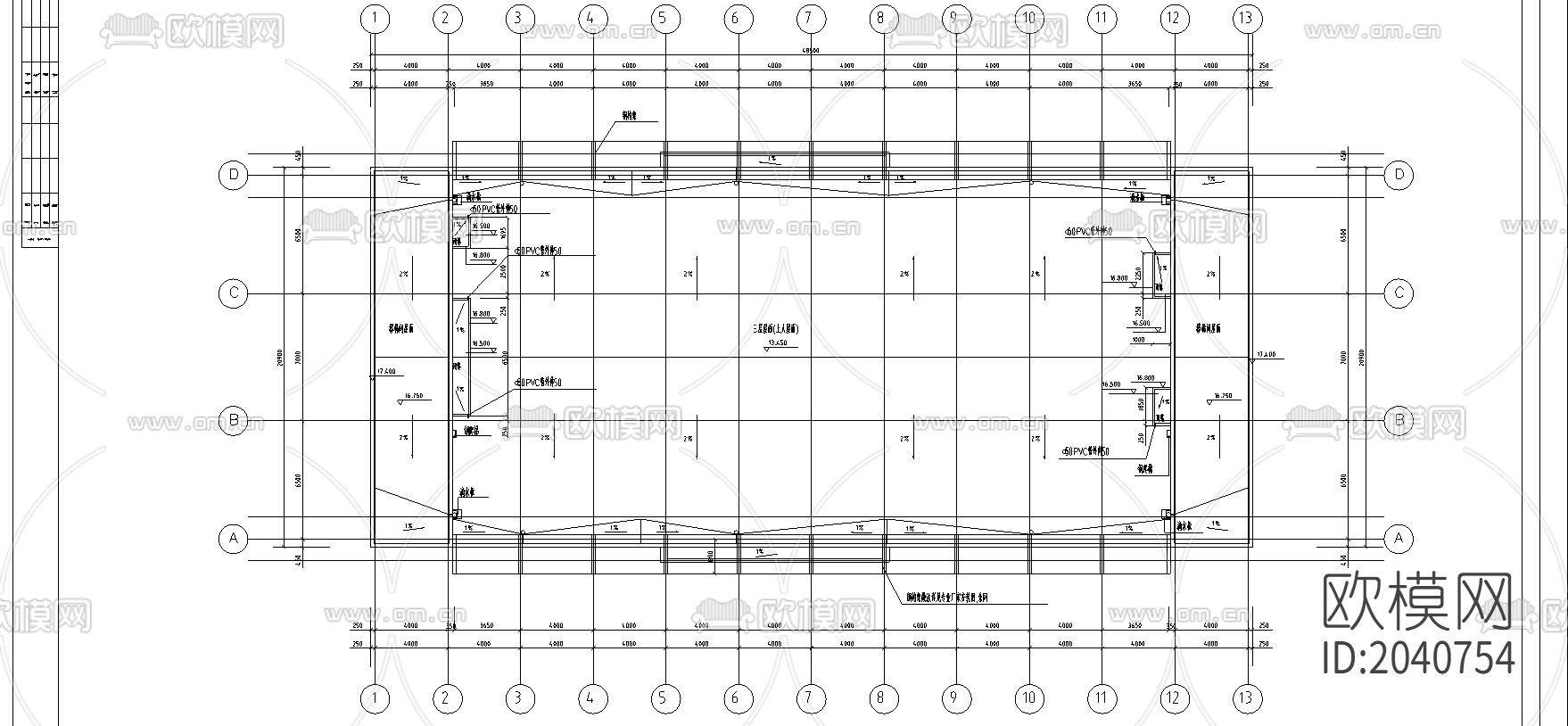 工业厂房cad施工图下载（渲染图1）
