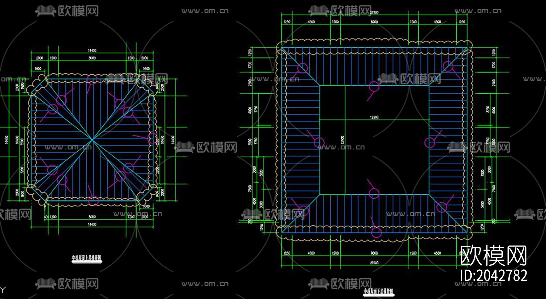 仿古坡屋顶cad施工图下载（渲染图9）