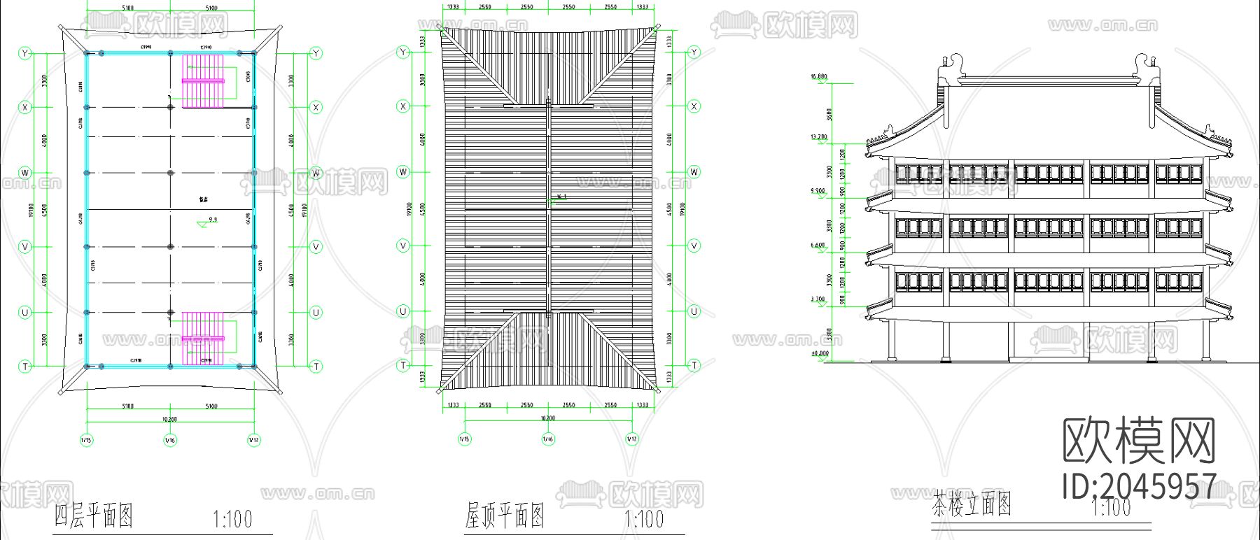 戏楼cad施工图下载（渲染图4）