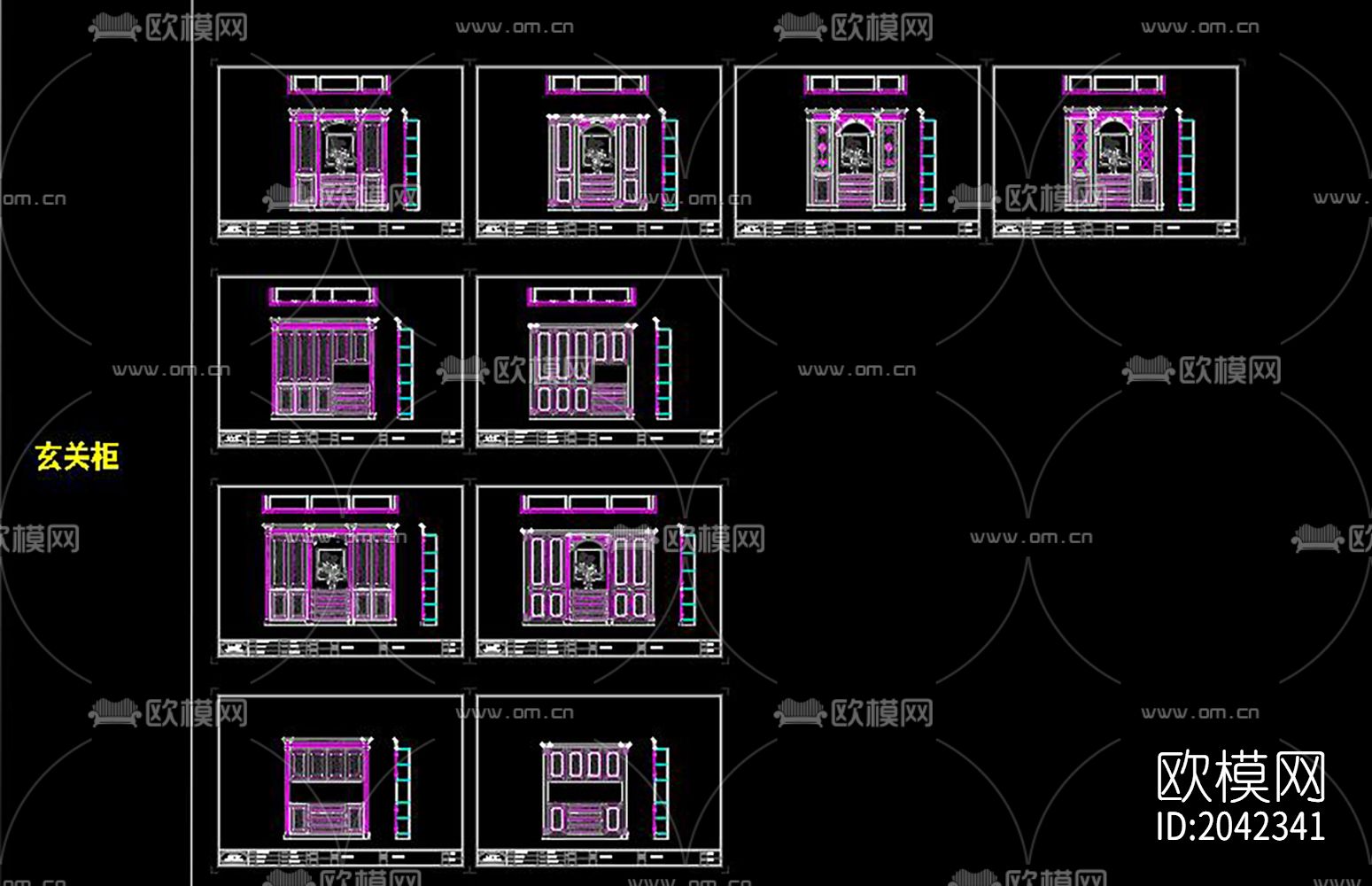 美式书柜cad图库下载（渲染图5）