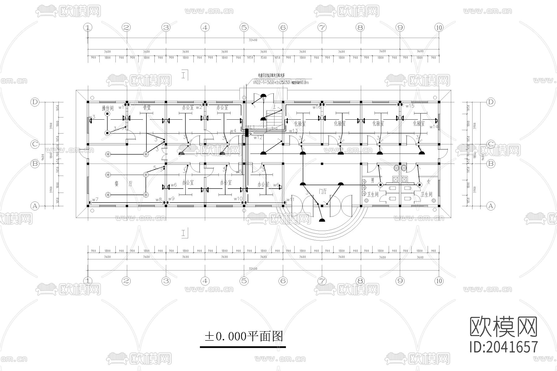 办公楼cad施工图下载（渲染图1）