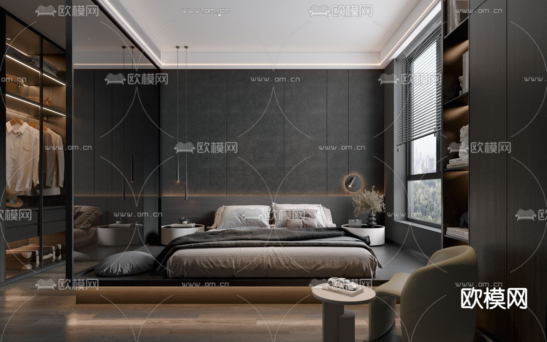 暗黑风卧室3d模型下载