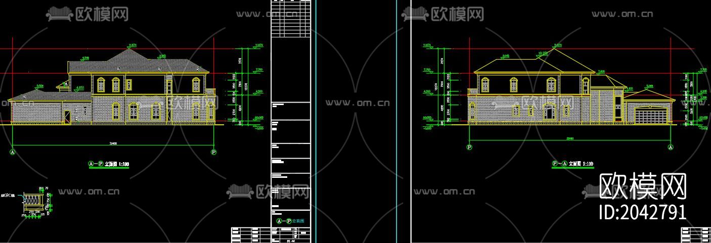 轻钢别墅cad施工图下载（渲染图4）