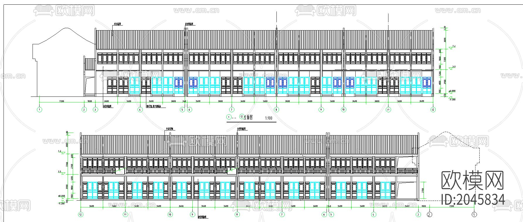 四合院设计南西楼cad施工图下载（渲染图1）