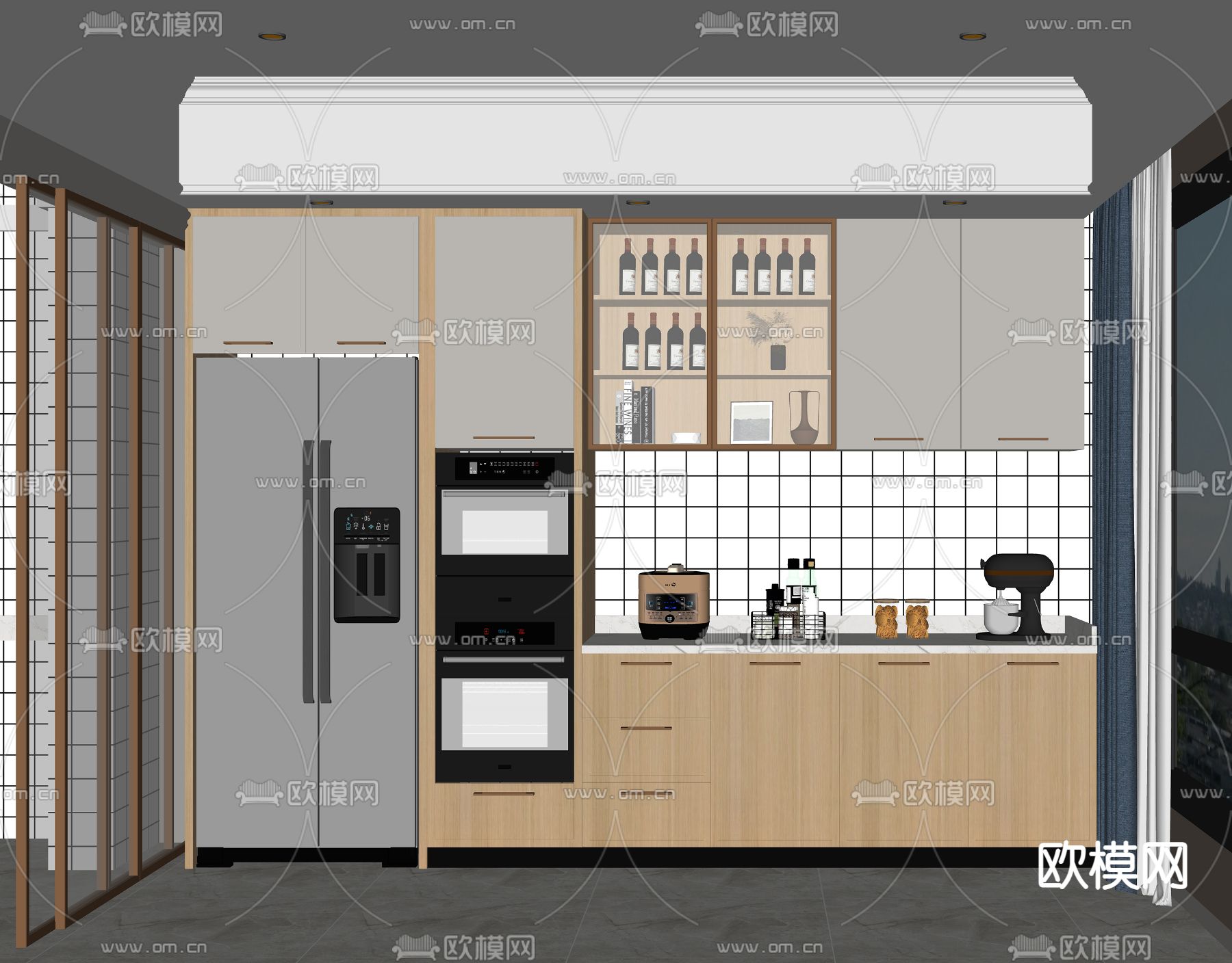 北欧橱柜su模型下载（渲染图2）