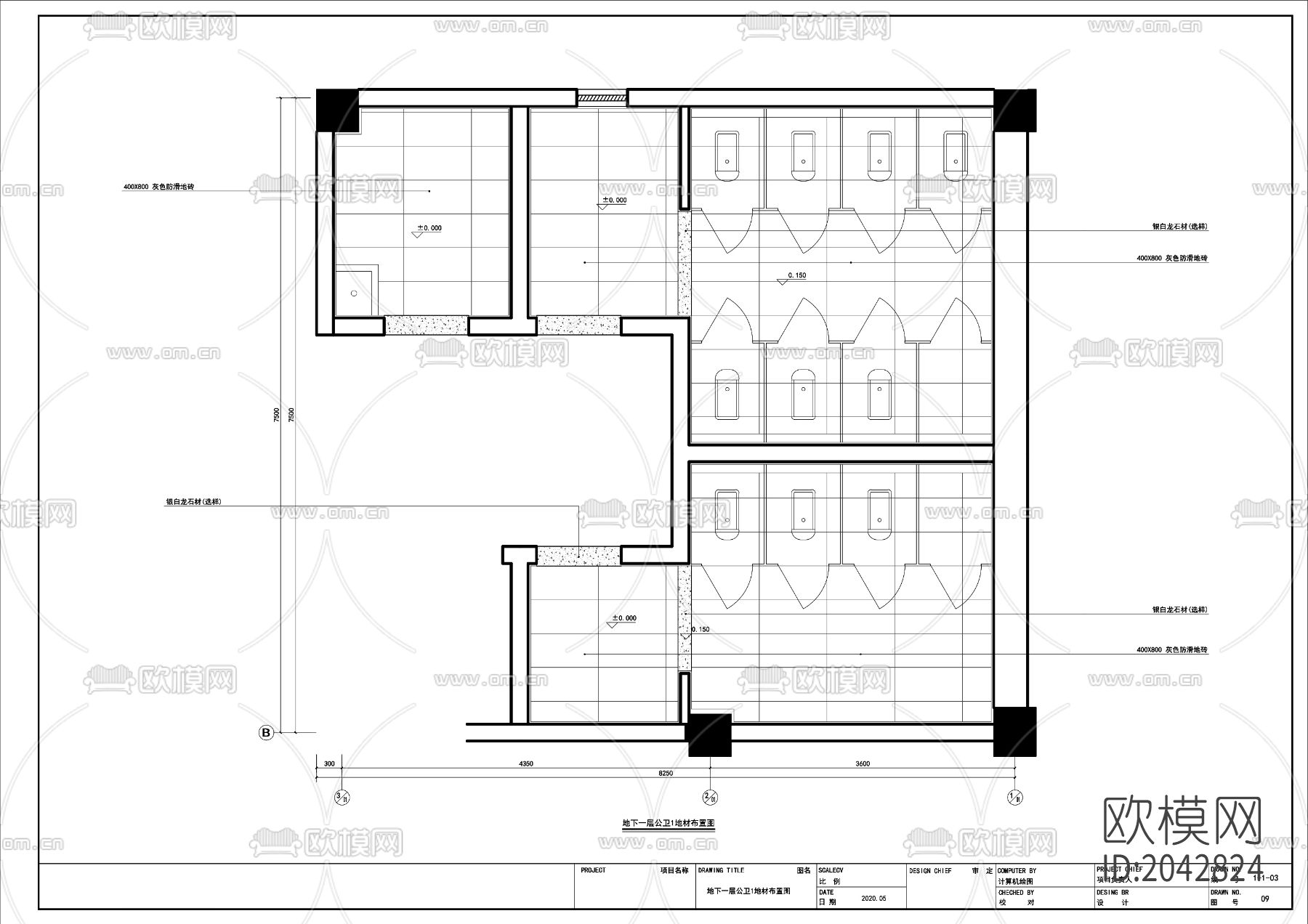 无障碍卫生间cad施工图下载（渲染图1）