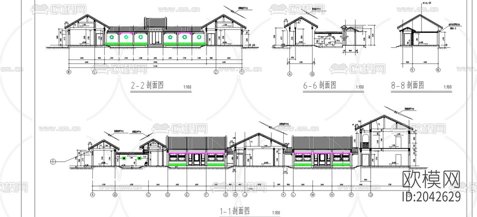 四合院cad施工圖下載(渲染圖1)