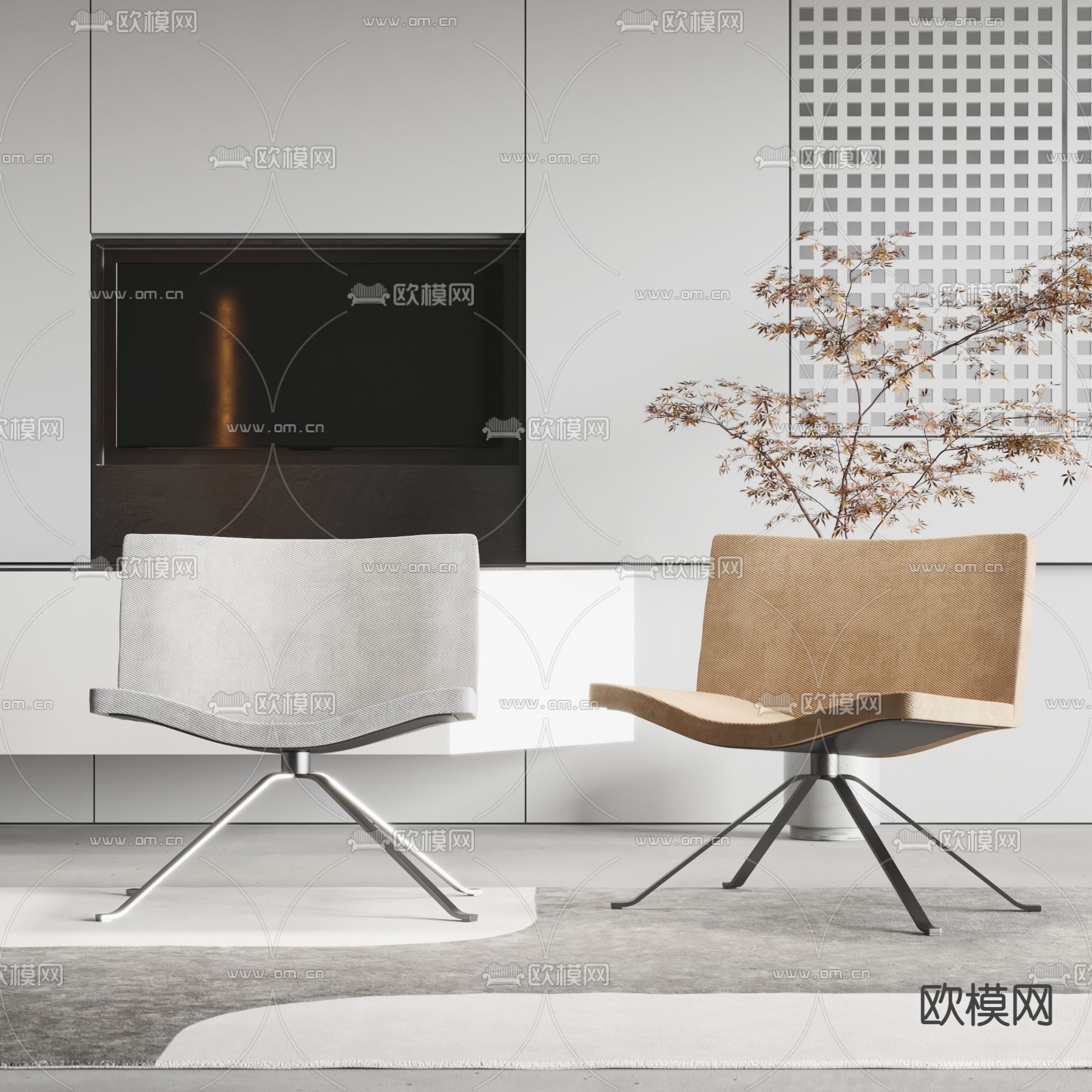 现代布艺休闲椅3d模型