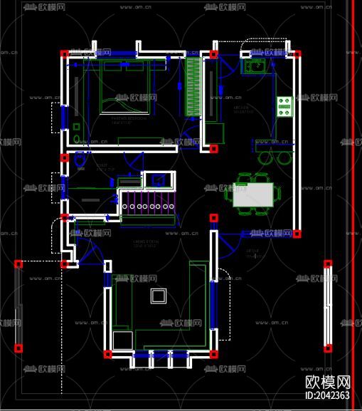 厨房cad施工图下载（渲染图2）