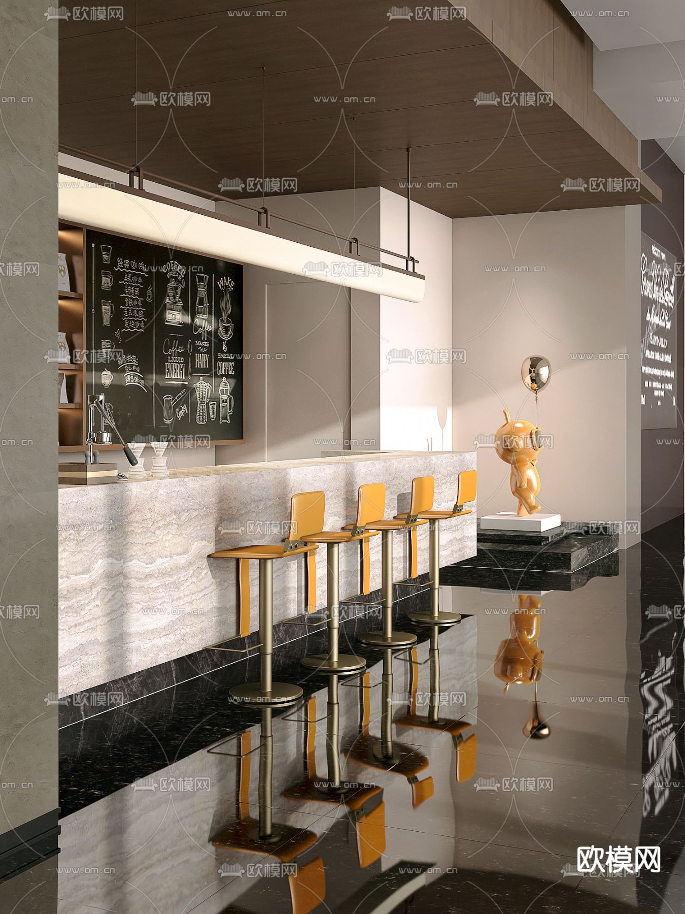 共向设计 现代售楼处水吧区3d模型下载（渲染图1）