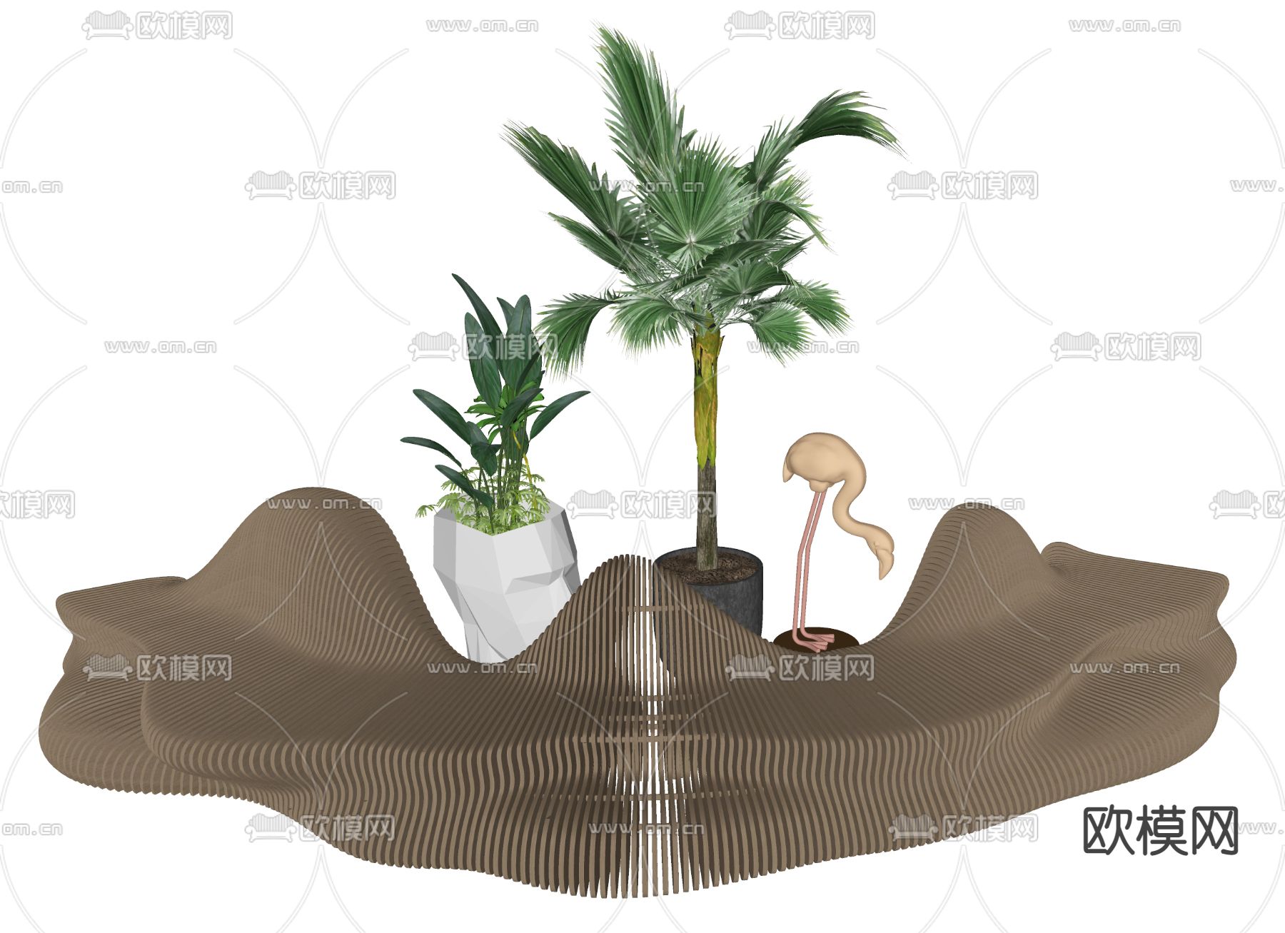 现代异形户外椅su模型下载（渲染图2）