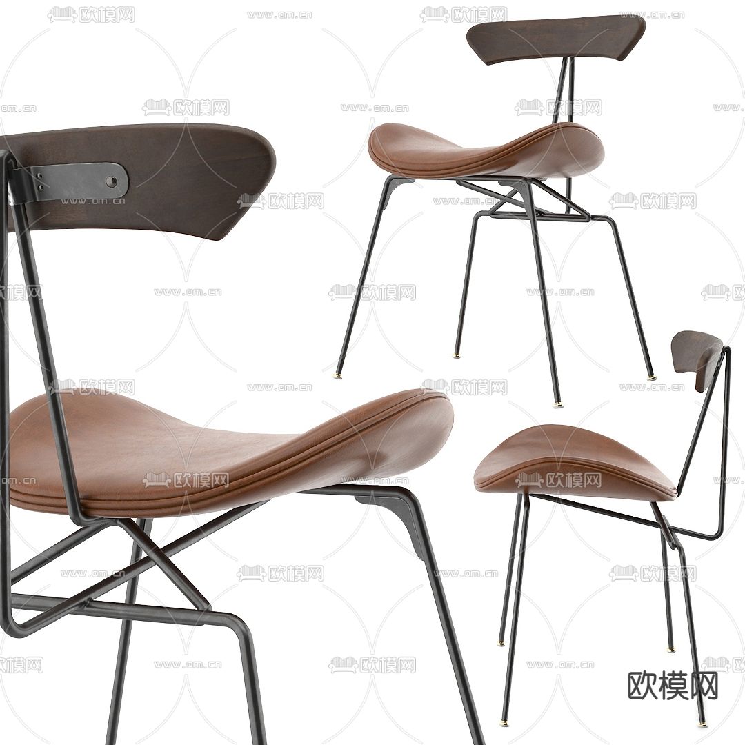 工业风皮革休闲椅3d模型下载