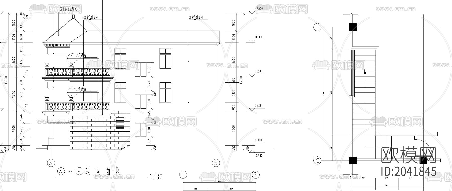 别墅建筑cad施工图下载（渲染图5）