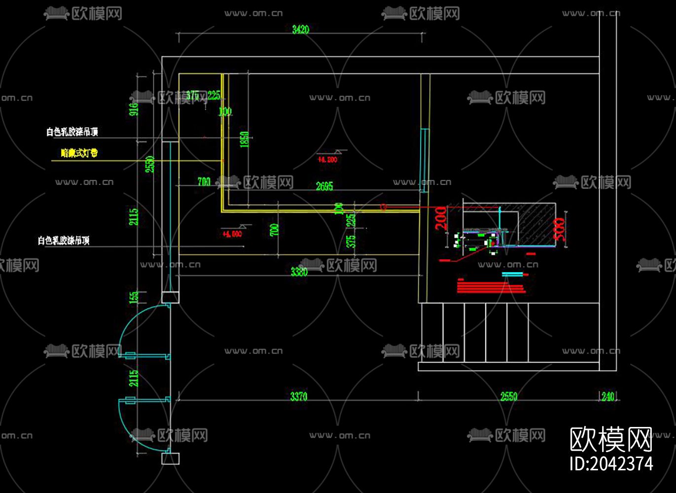 奶茶店cad施工图下载（渲染图2）