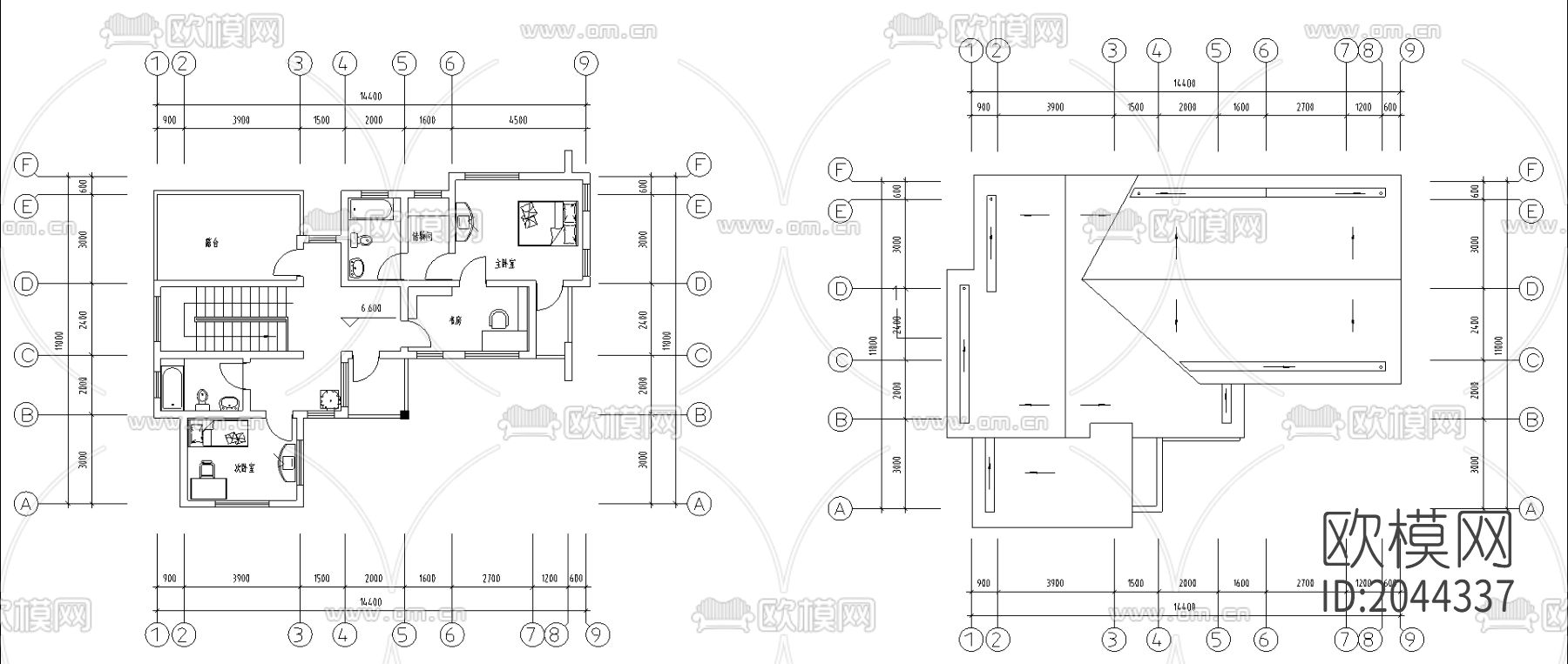 别墅cad施工图下载（渲染图2）