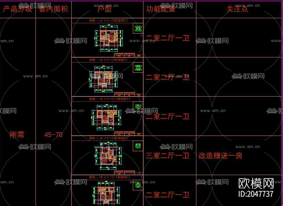 小高层标准户型cad施工图下载（渲染图1）