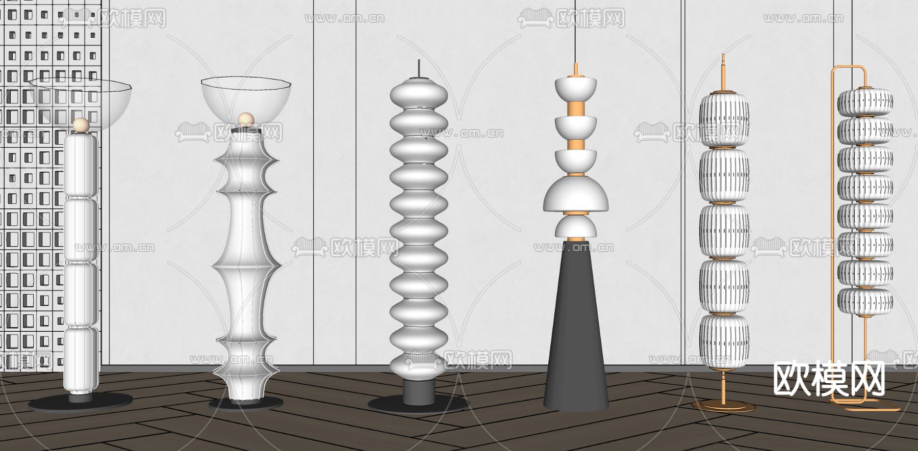 现代轻奢落地灯su模型下载（渲染图2）