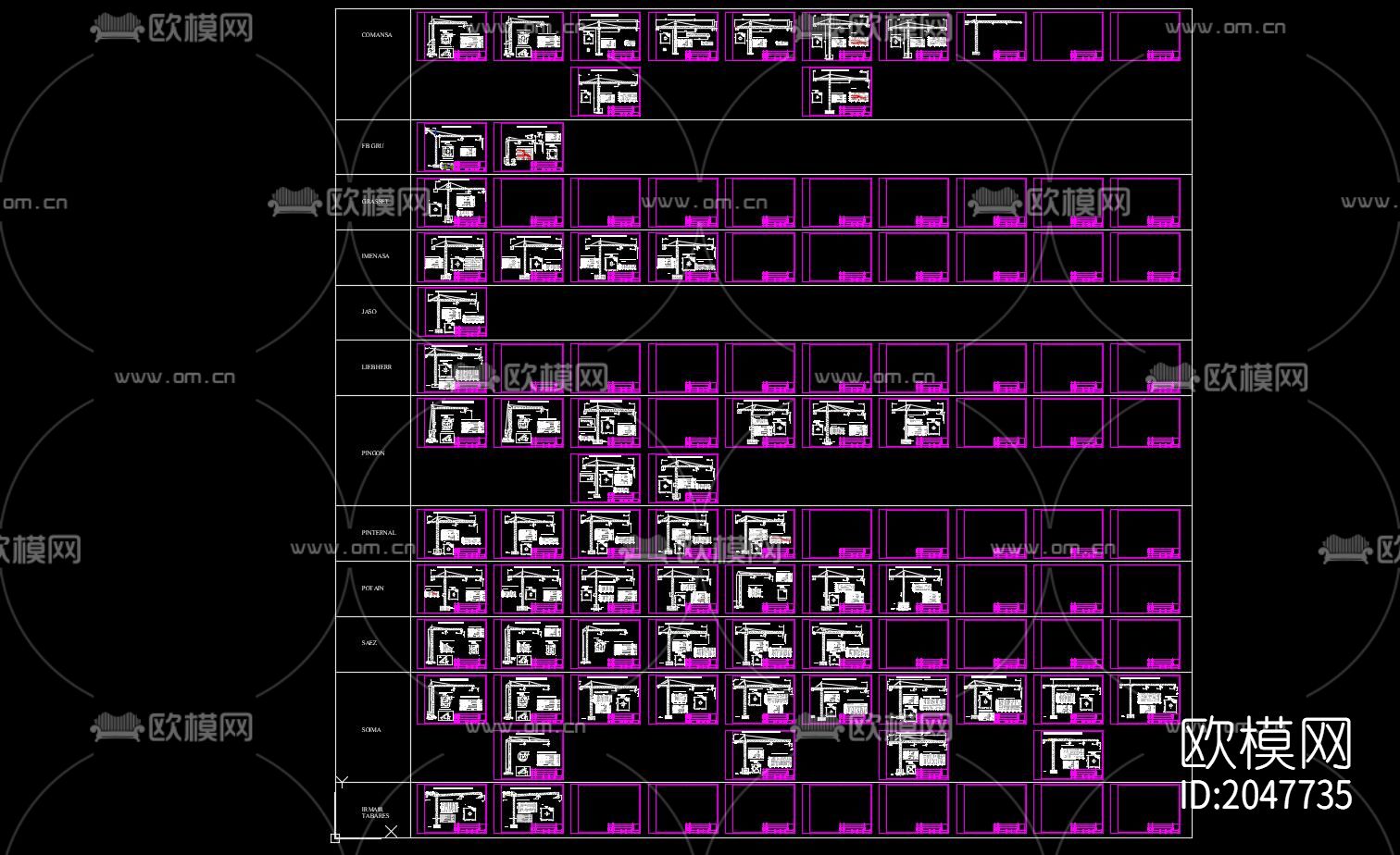 塔吊附着立面cad施工图下载（渲染图4）