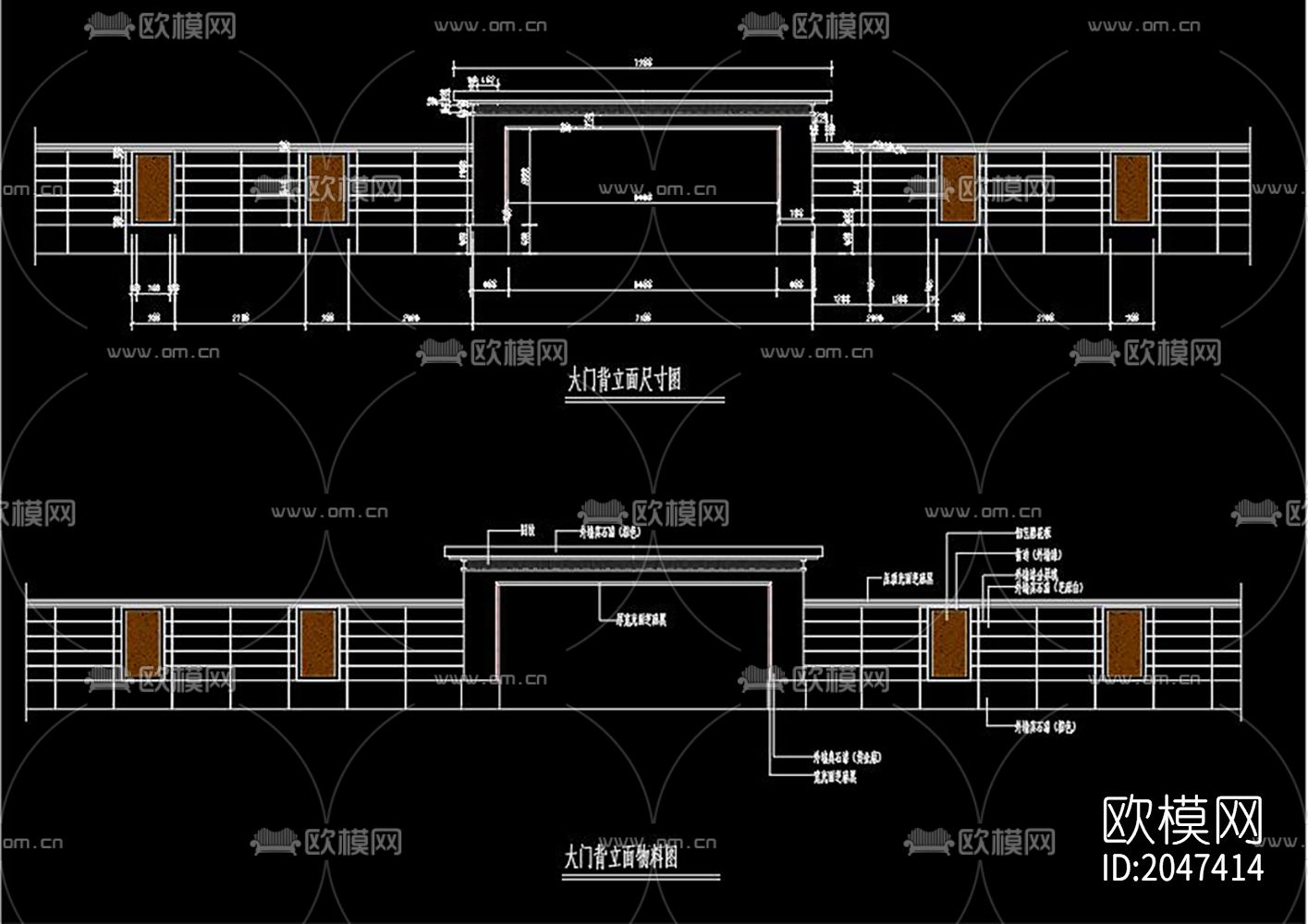 新中式围墙节点大样下载（渲染图4）