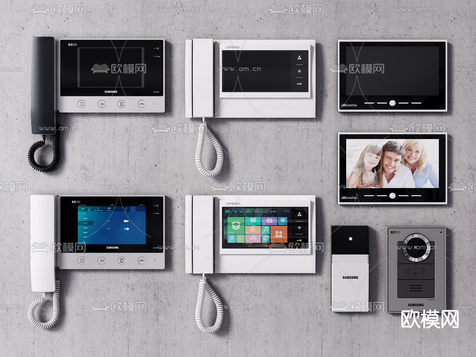 现代可视电话门禁门铃su模型下载（渲染图1）