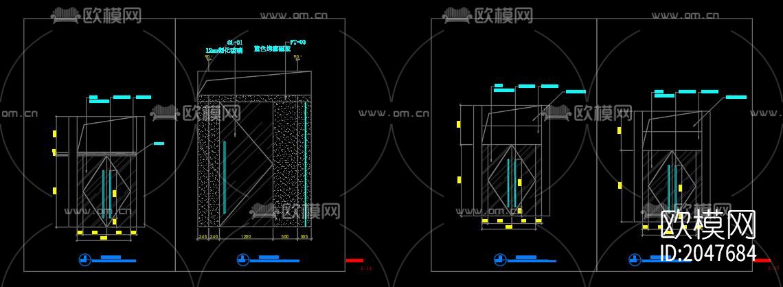 现代办公室cad施工图下载（渲染图5）