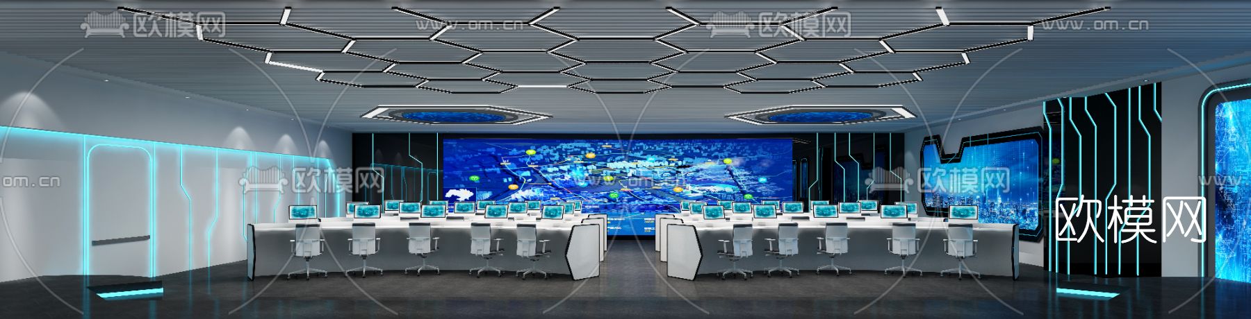 现代监控室免费3d模型下载