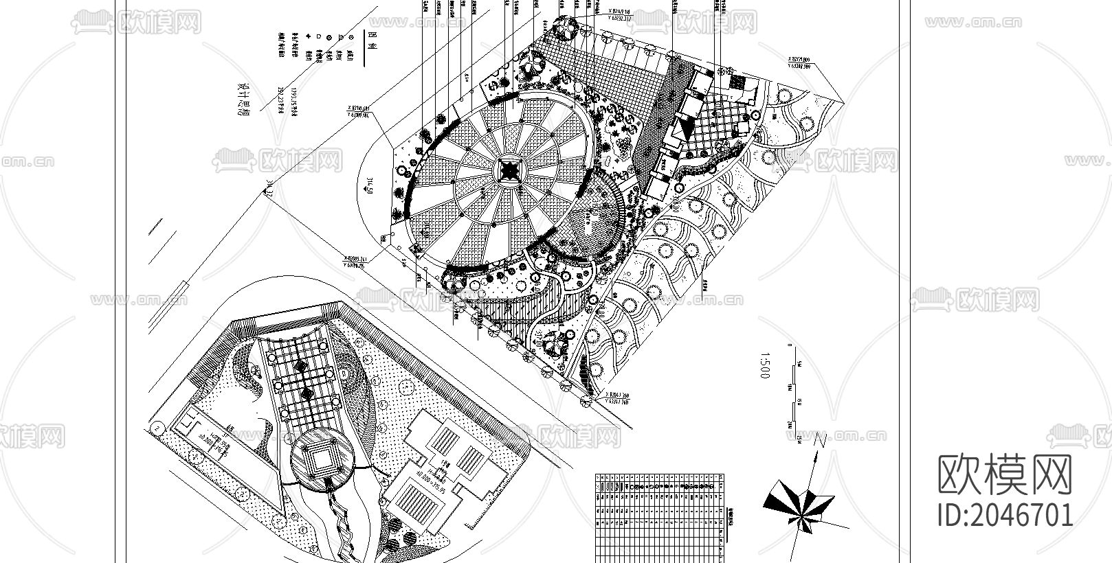 绿化广场景观cad施工图下载（渲染图1）