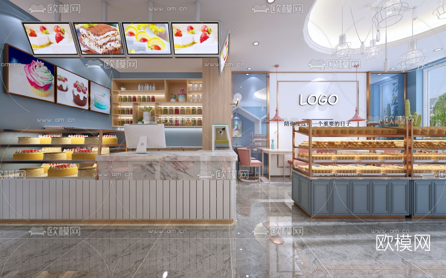 现代面包店免费3d模型下载（渲染图1）