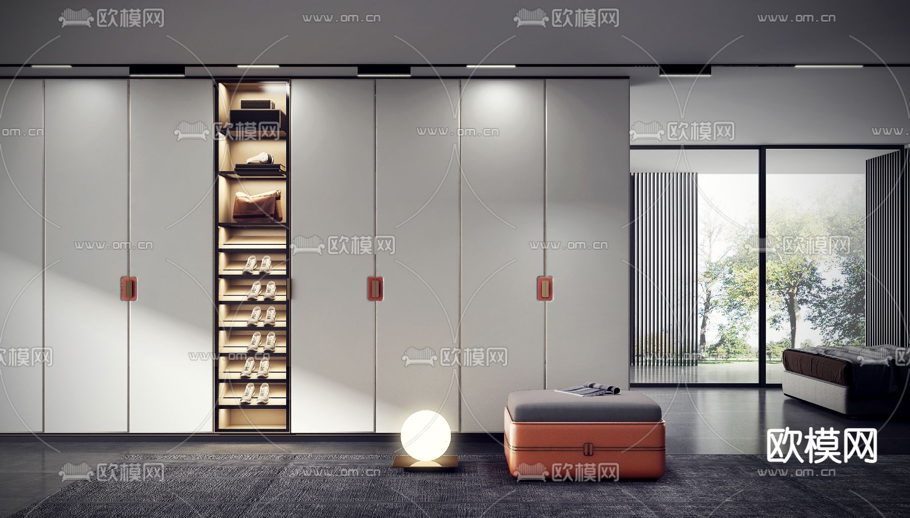 现代轻奢衣帽间su模型下载（渲染图1）