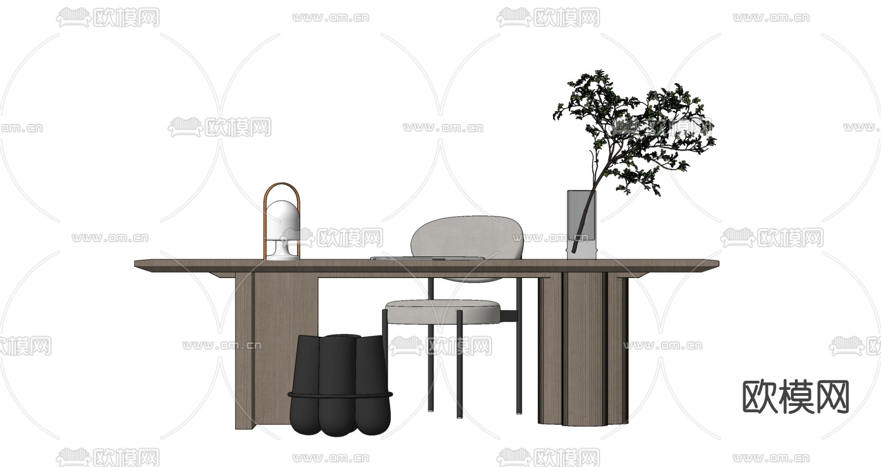 现代书桌椅su模型下载（渲染图4）