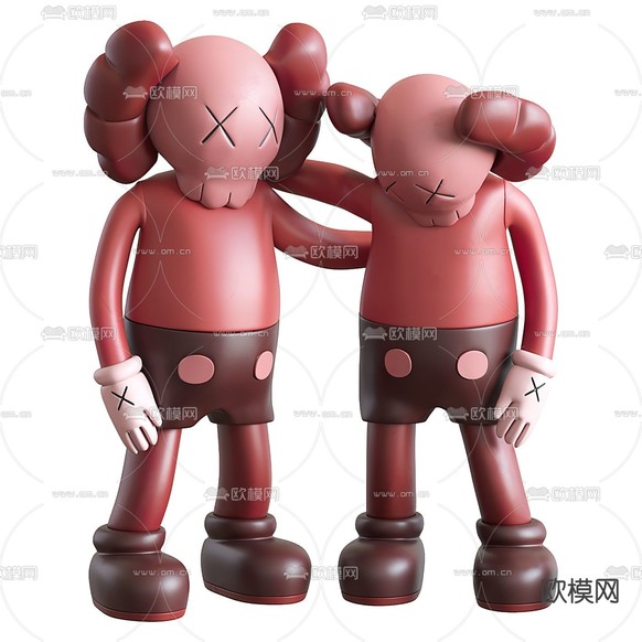 现代Kaws潮玩雕塑3d模型下载(渲染图1)