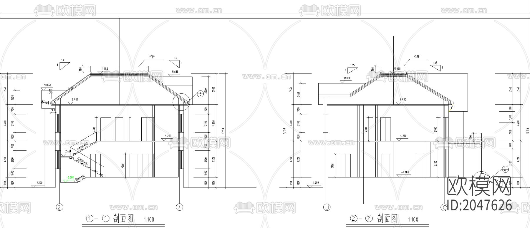 俄罗斯式别墅cad施工图下载（渲染图5）