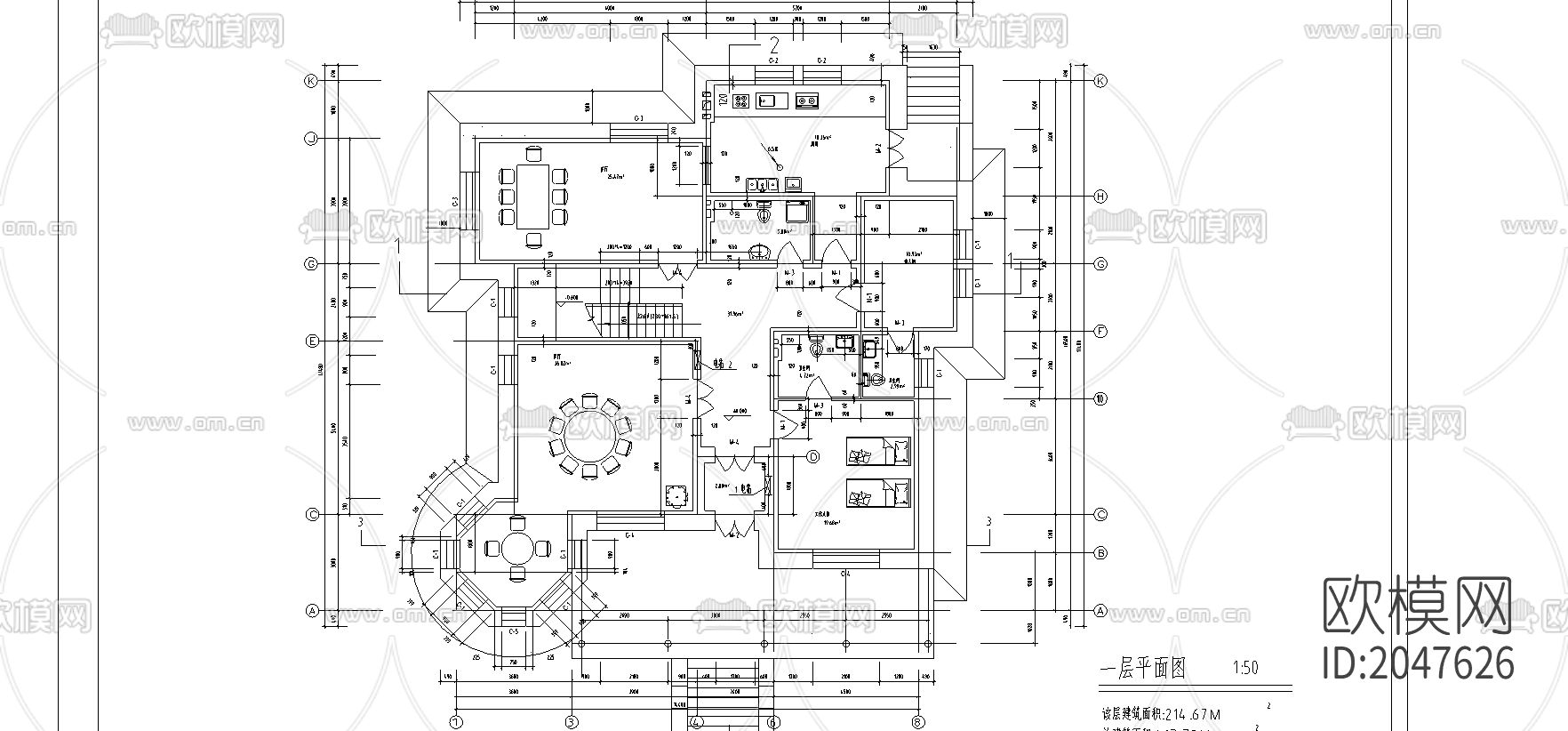 俄罗斯式别墅cad施工图下载（渲染图3）