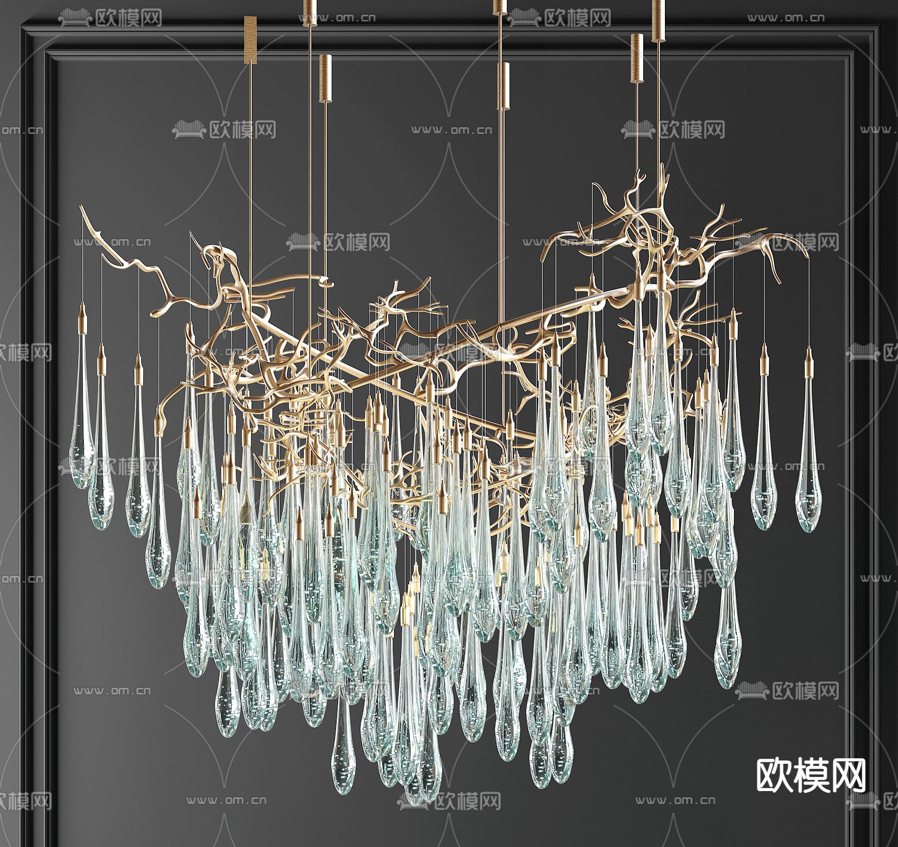 现代轻奢水晶装饰吊灯3d模型下载