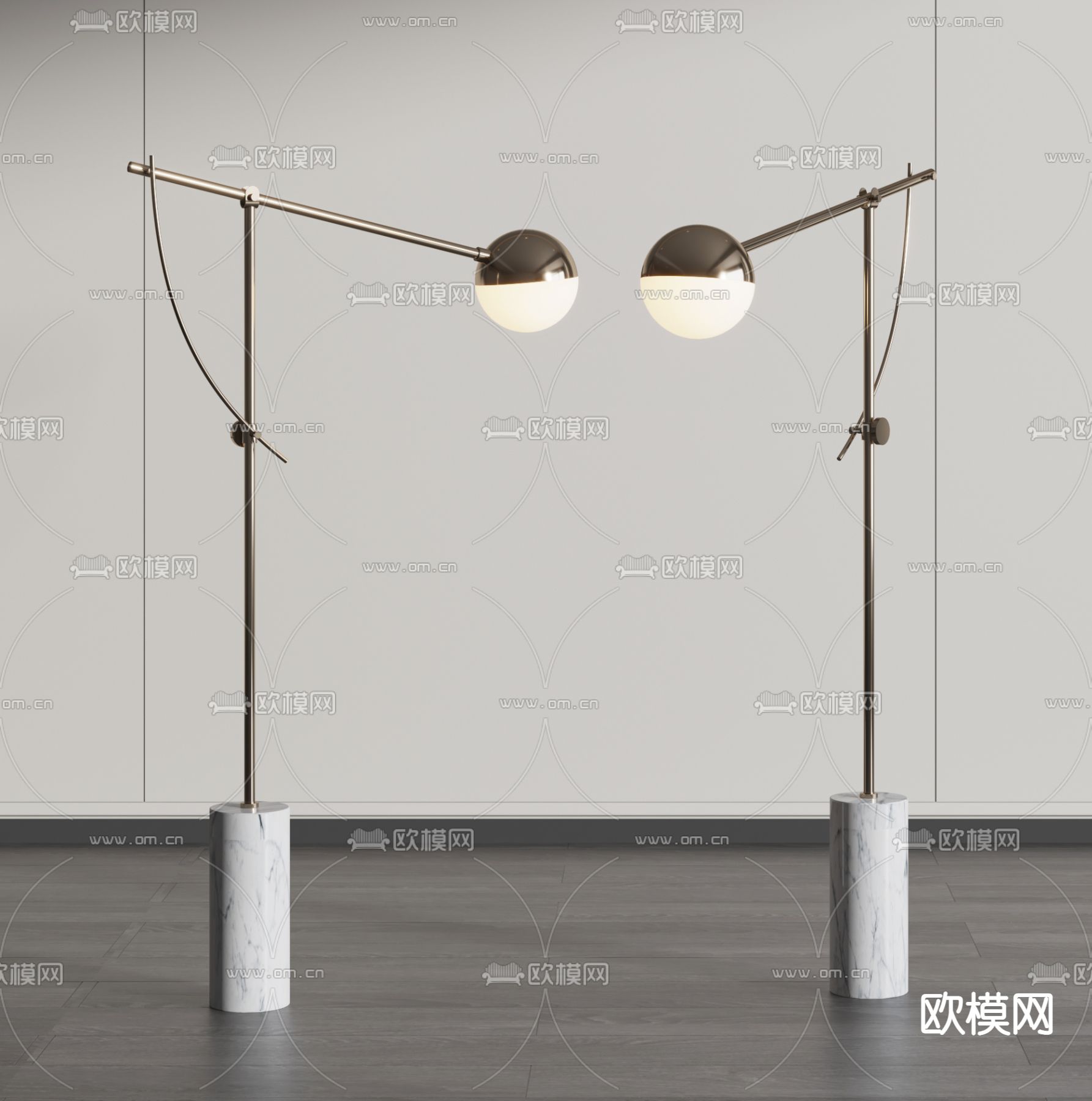 现代金属落地灯3d模型下载