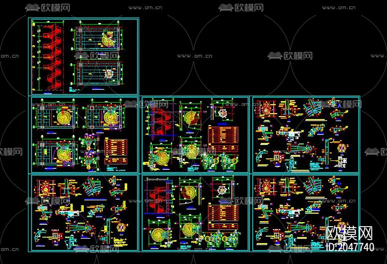 旋转楼梯节点大样下载（渲染图7）