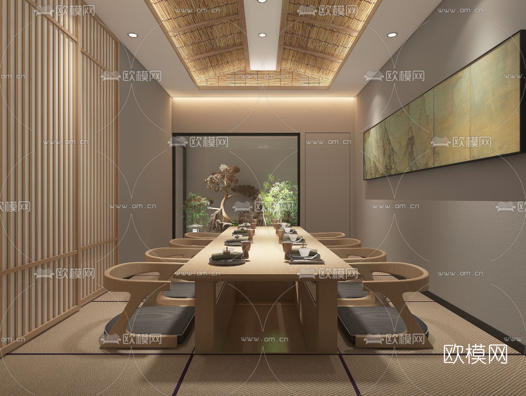 日式料理餐厅免费3d模型下载（渲染图2）