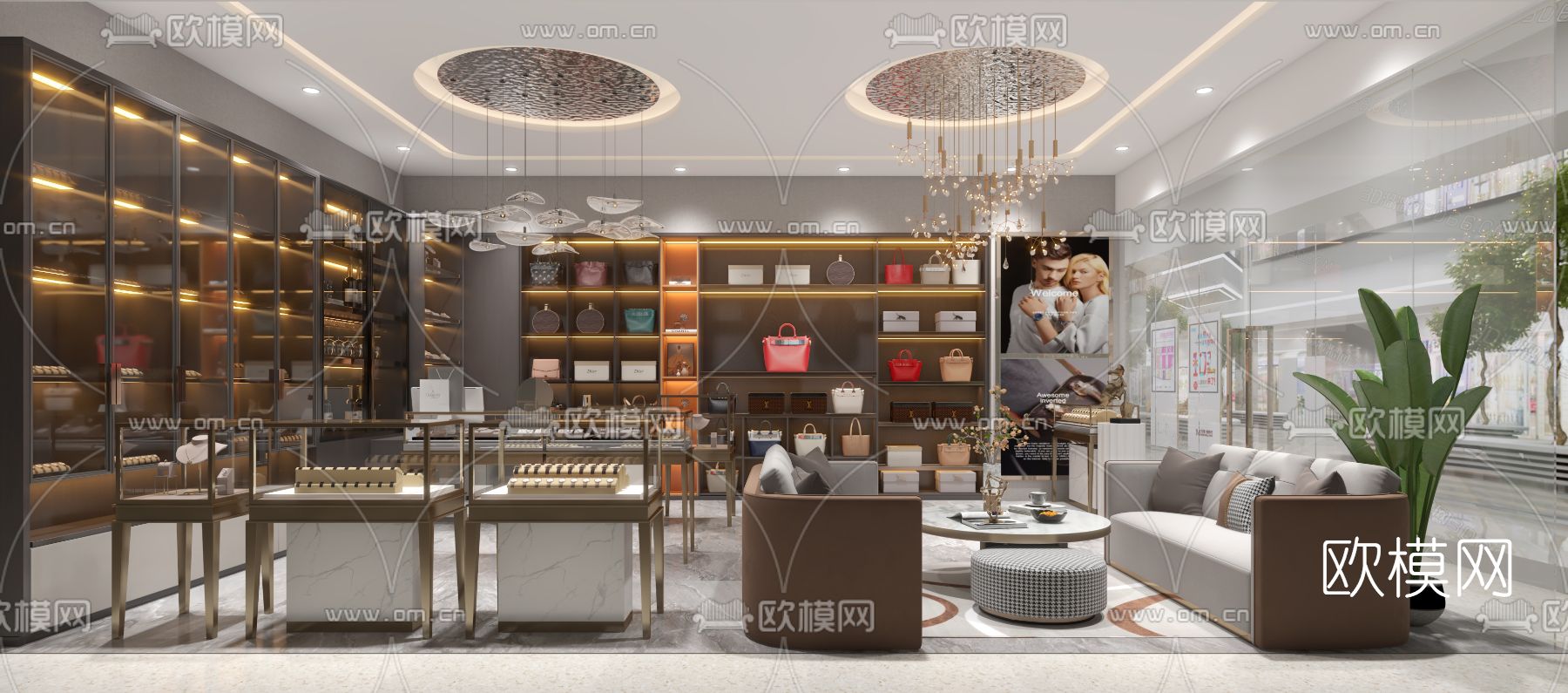 现代奢侈品专卖店免费3d模型下载（渲染图1）