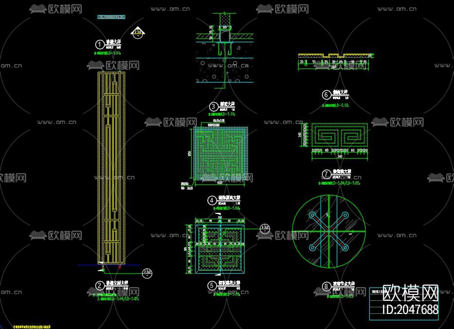 中式景观亭cad施工图下载（渲染图1）