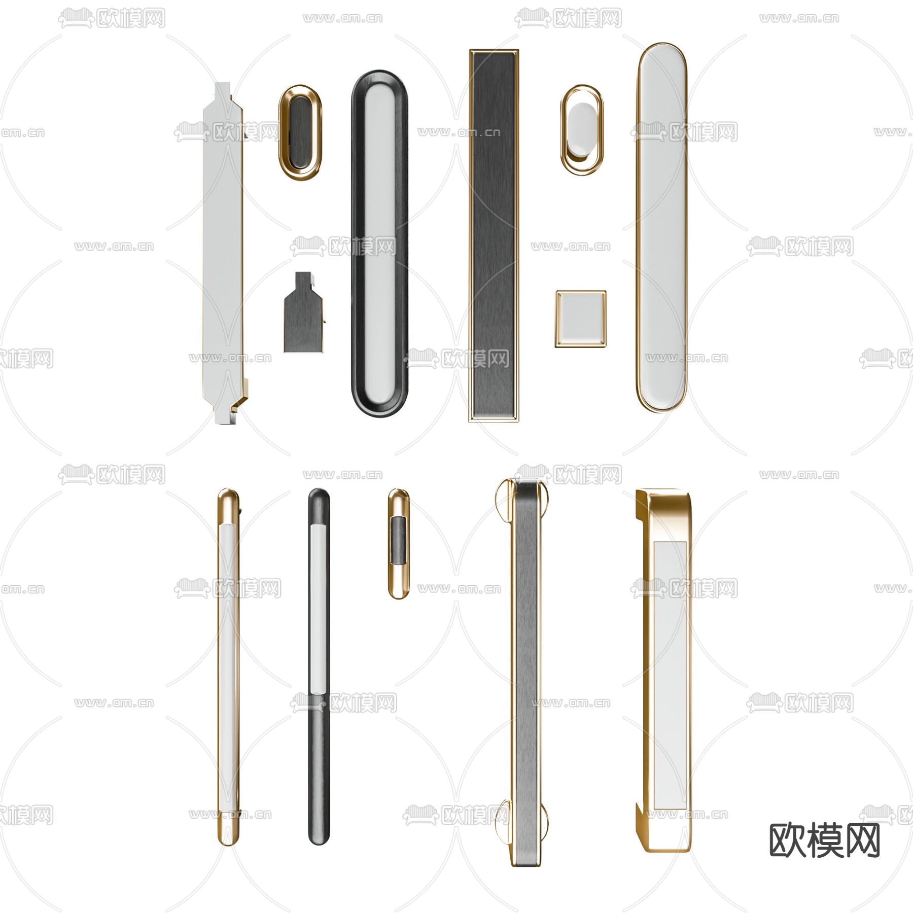 现代轻奢金属拉手3d模型