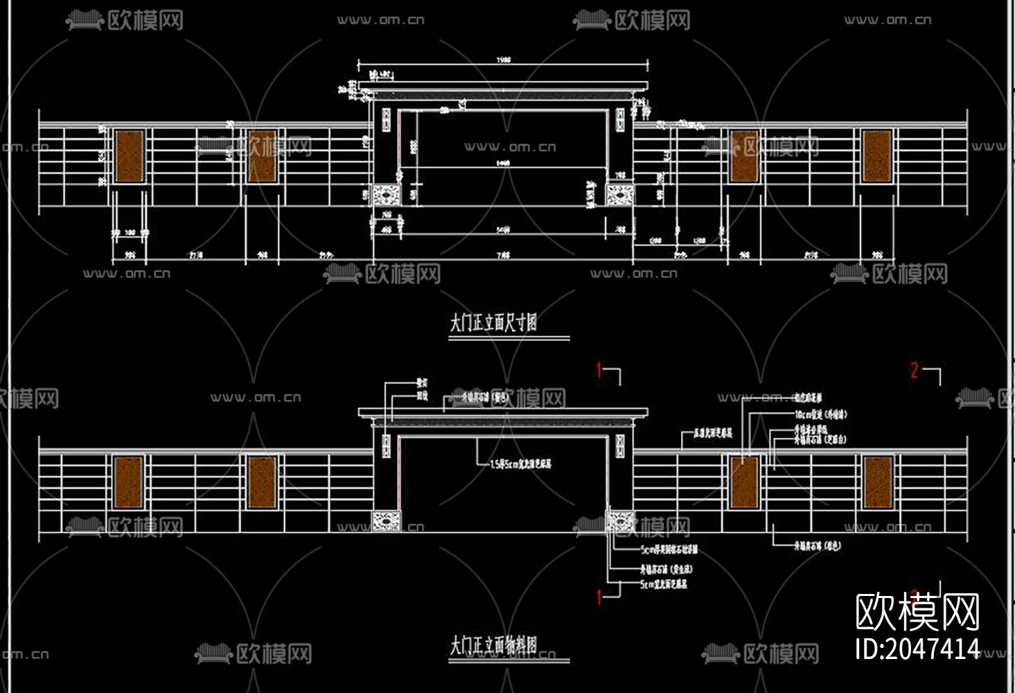 新中式围墙节点大样下载（渲染图2）