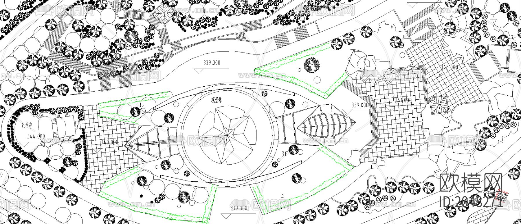 广场规划设计图cad施工图下载（渲染图1）